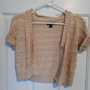 Tan Short Sleeve Knit Cardigan
